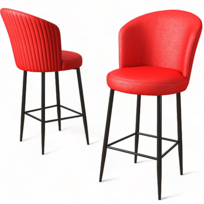Hanah Home Uras Taburetes de Bar Rojo y Negro (Set de 2)